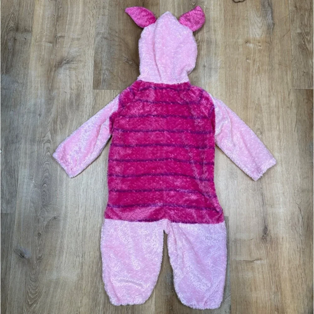 Vintage Y2K Disney Store Piglet Costume Fuzzy Plush Pink Hooded 24M